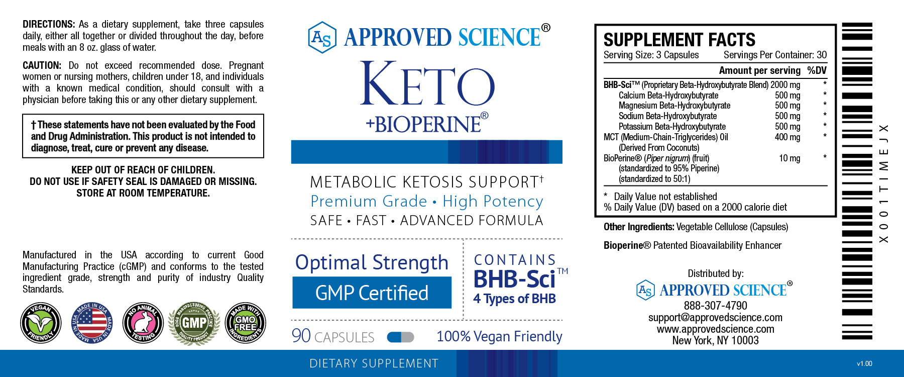 Approved Science Keto Supplement Facts